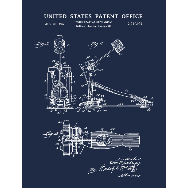 Vintage Kick Pedal Patent Fleece Blanket - Blue